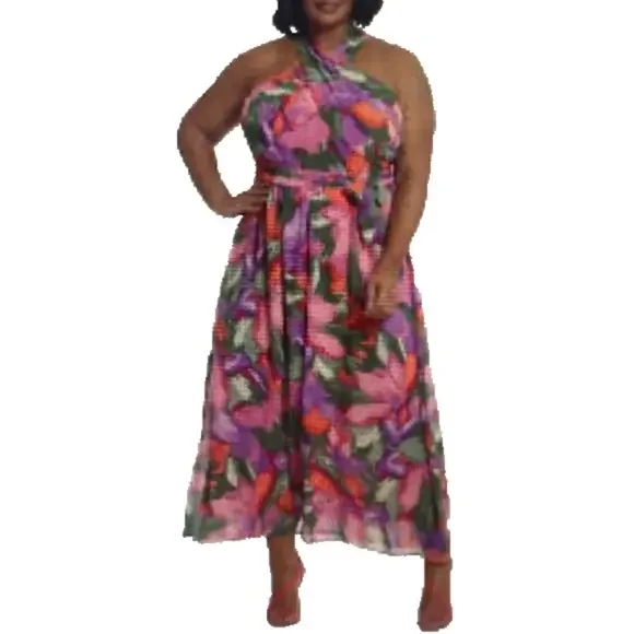 maxi corset dress formal Halterneck Lace-Up Corset Maxi Dress in Berry Red - 4